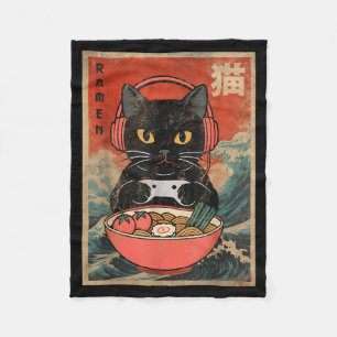 Manta Polar Ramen de gato japonés gráfico divertido kawaii ani
