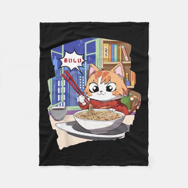 Manta Polar Ramen Kawaii Cat Anime (Anverso)
