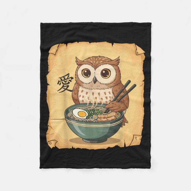 Manta Polar Ramen Owl Noodle Kawaii Lover Japanese Funny Graph (Anverso)