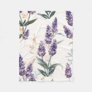 Manta Polar Ramilletes de lavanda Botánico acuarela Floral púr