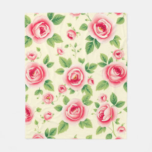 Manta Polar Ramo de rosa rosa vintage floral pastel chintz