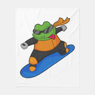 Manta Polar Rana como snowobarder con Snowboard