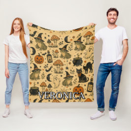 Manta Polar Rana de Halloween Vintage Estampada Nombre 