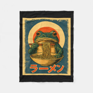 Manta Polar Rana Divertida Ramen Kawaii Retro Japonés Sol Naci