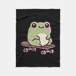 Manta Polar Rana Kawaii En Un Patineta Divertido Patinaje