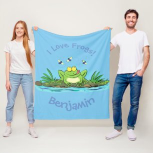 Manta Polar Rana verde divertida con moscas personalizado ilus