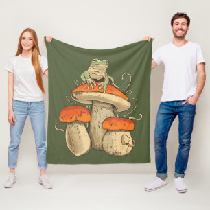 Manta Polar Rana Vintage Con Setas Cottagecore