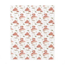 Ranas del bosque y hongos Amanita muscaria Acuarel