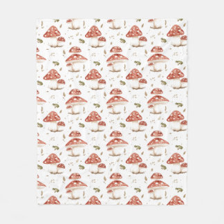 Manta Polar Ranas del bosque y hongos Amanita muscaria Acuarel