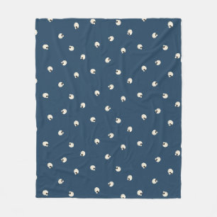 Manta Polar Random Cute Kawaii Skull Dots azul oscuro