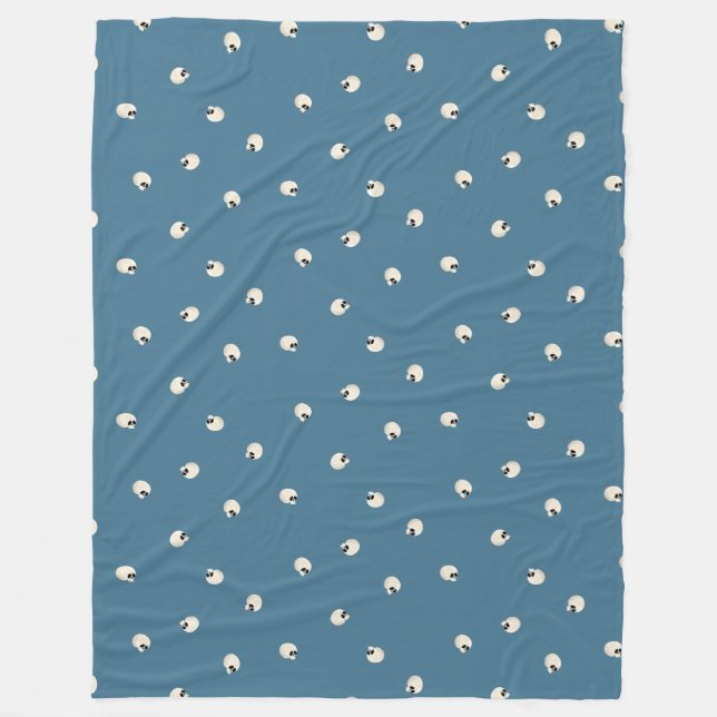 Manta Polar Random Cute Kawaii Skull Dots azul pálido (Anverso)