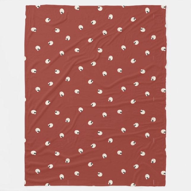 Manta Polar Random Cute Kawaii Skull Dots red (Anverso)