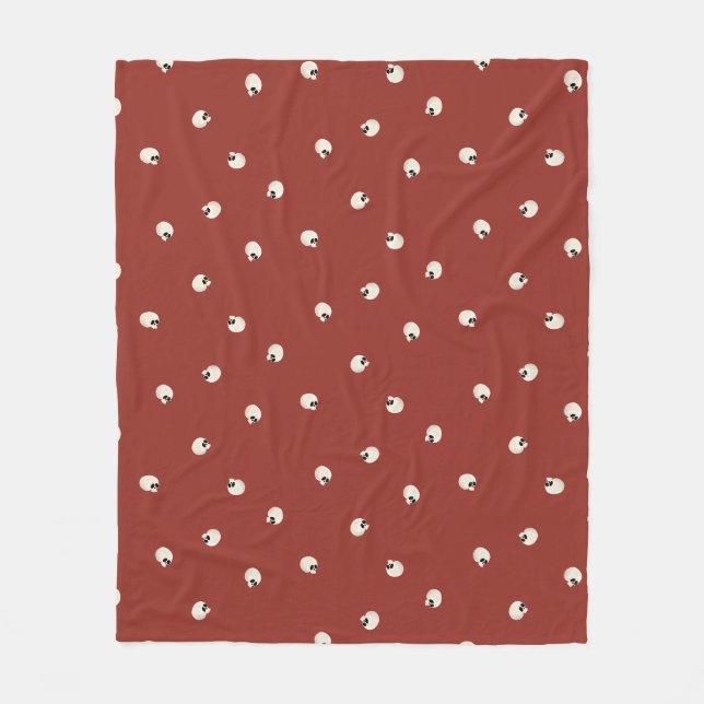 Manta Polar Random Cute Kawaii Skull Dots red (Anverso)