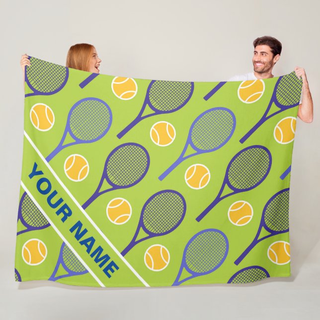 Manta Polar 🎾 raquetas de tenis púrpura con nombre personaliz (In situ)