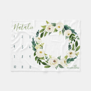 Manta Polar Rastreador de crecimiento de hitos - Flores blanca