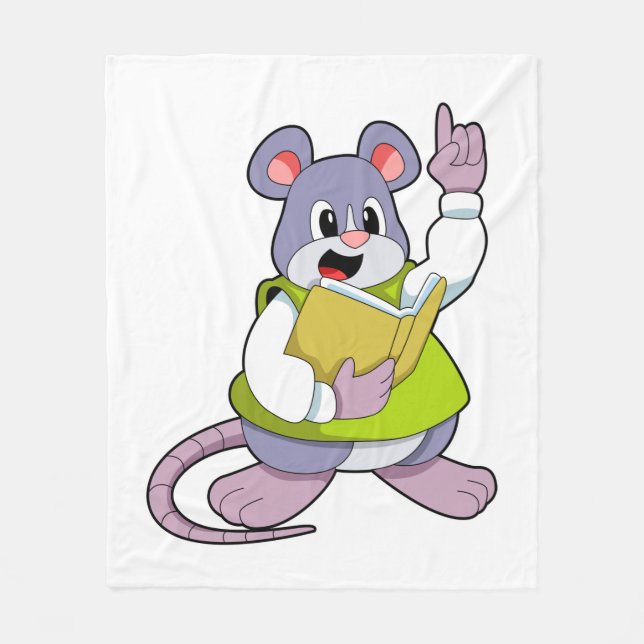 Manta Polar Ratón como maestro con libro (Anverso)