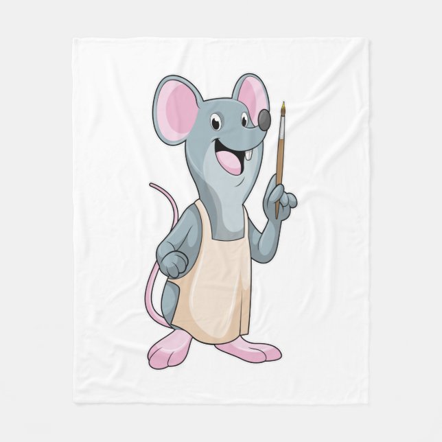 Manta Polar Ratón como pintador con pincel de pintura (Anverso)