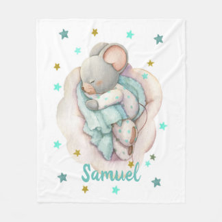 Manta Polar Ratón de niño lindo durmiendo en una nube