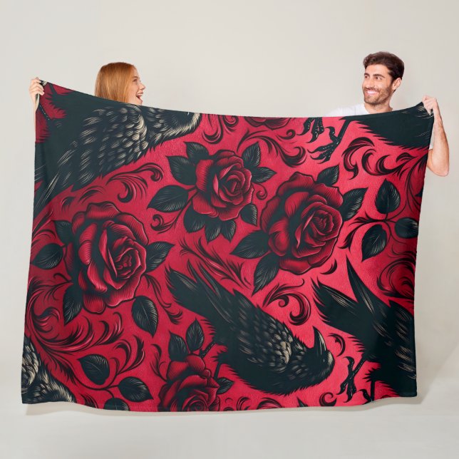 Manta Polar Raven Rosa 60x80 Fleece Blanket (In situ)