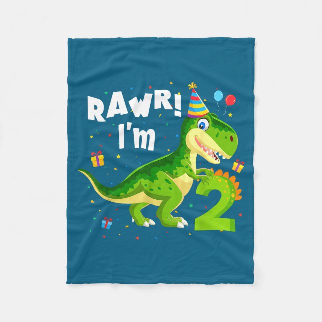 Manta Polar Rawr I'm 2 2nd Birthday T Rex Dinosaur Funny Party (Anverso)