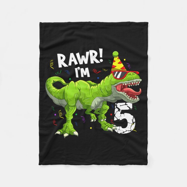 Manta Polar Rawr I'm 5 5th Birthday T Rex Dinosaur Funny Party (Anverso)