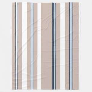 Manta Polar Rayado azul, blanco y beige con acentos negros