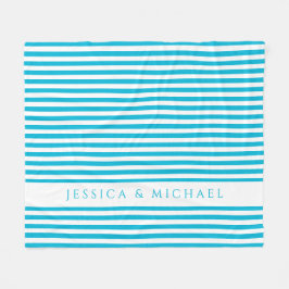 Manta Polar Rayado Azul Y Blanco Personalizado