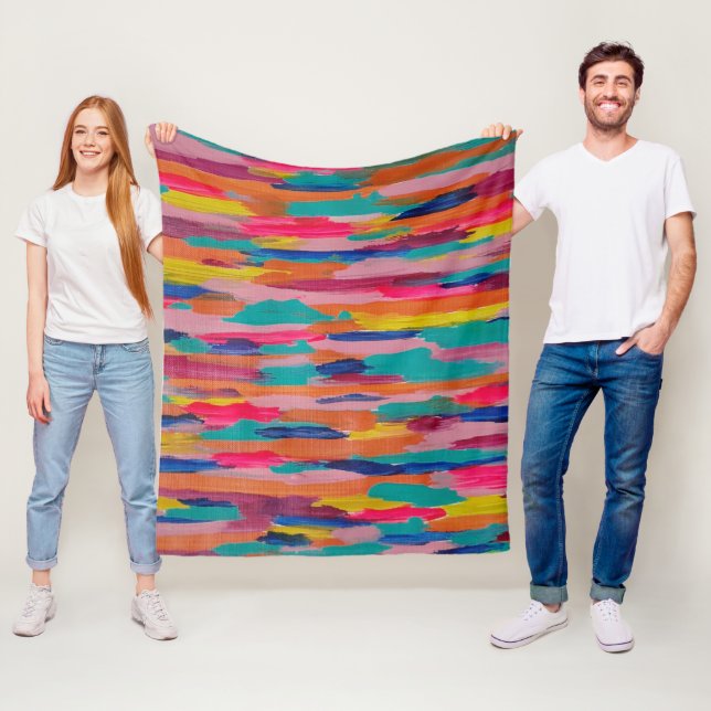 Manta Polar Rayas abstractas rosadas (In situ)