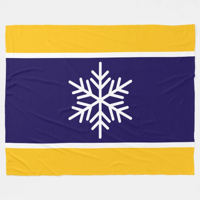 Manta Polar Rayas amarillas nórdicas blancas brillantes Snowfl (Frente (Horizontal))