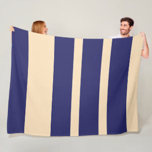 Manta Polar Rayas anchas de azul oscuro y crema