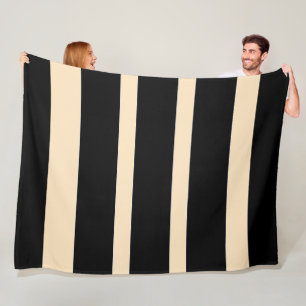 Manta Polar Rayas anchas de negro y crema