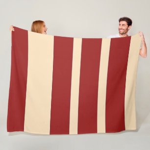 Manta Polar Rayas anchas de rojo oscuro y crema