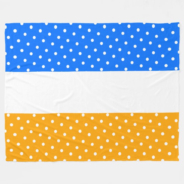 Manta Polar Rayas blancas amarillas doradas azul brillante (Frente (Horizontal))