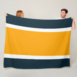 Manta Polar Rayas Blancas Anchas Naranjas Negritas Bordes Azul