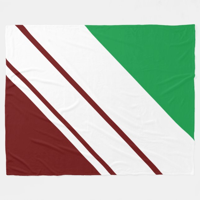 Manta Polar Rayas blancas blancas rojas profundas y brillantes (Frente (Horizontal))