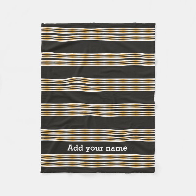 Manta Polar Rayas blancas del oro negro moderno personalizadas (Anverso)
