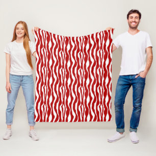 Manta Polar Rayas cebra - Blanco y rojo profundo
