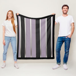 Manta Polar Rayas Clásicas Morado Negro y Plata