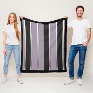 Manta Polar Rayas Clásicas Morado Negro y Plata