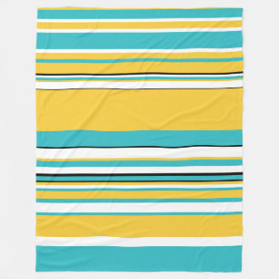 Manta Polar Rayas complejas - turquesa y amarilla