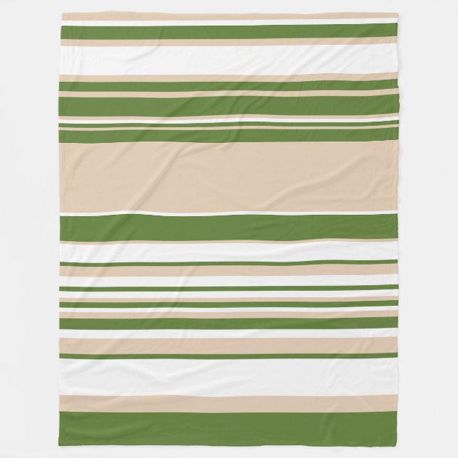 Manta Polar Rayas complejas: verde blanco, arena y pálido (Anverso)
