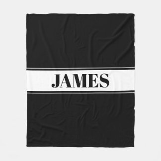 Manta Polar Rayas con nombre personalizado en blanco y negro