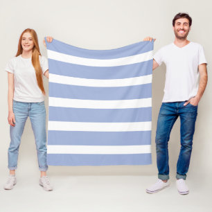 Manta Polar Rayas Costeras de Verano Blancas Azules