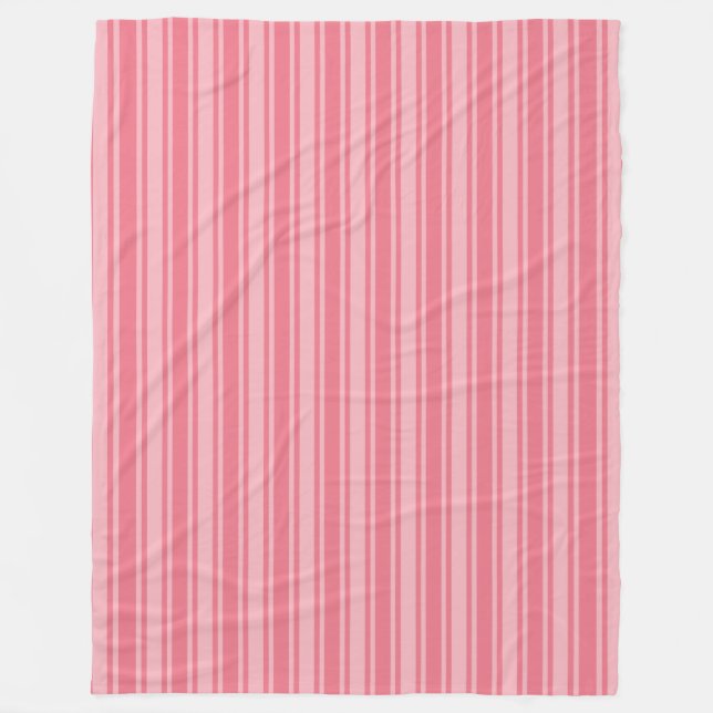 Manta Polar Rayas de caramelo rosa coral (Anverso)