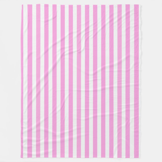 Manta Polar Rayas de caramelo rosa y blanco (Anverso)
