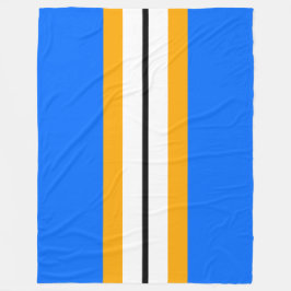 Manta Polar Rayas de Carreras Amarillo Blanco Negro Sobre Azul