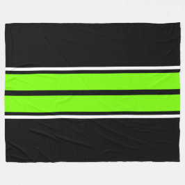 Manta Polar Rayas de Carreras blanco negro brillante Lime Gree