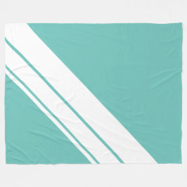 Manta Polar Rayas de Carreras Verde azulada ancha blanca y div