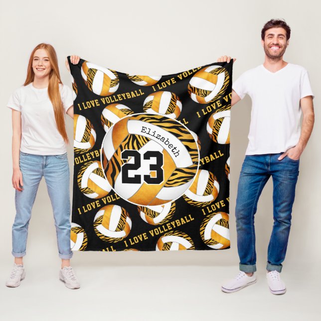 Manta Polar rayas de cebra naranja de oro voleibol personaliza (In situ)