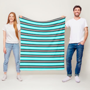 Manta Polar Rayas de efecto metálico 3D azul neón y negro mode